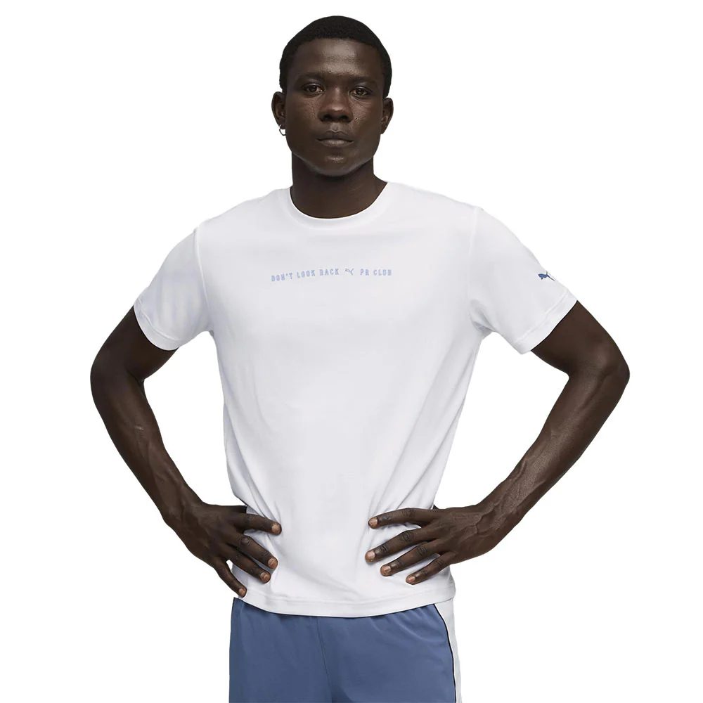 PUMA Run Club Graphic Tee Men's Running T-Shirt - White - L (UK SIZE)