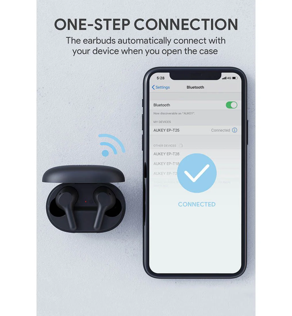 AUKEY EP-T25 Wireless Earphone - Black - ONE SIZE