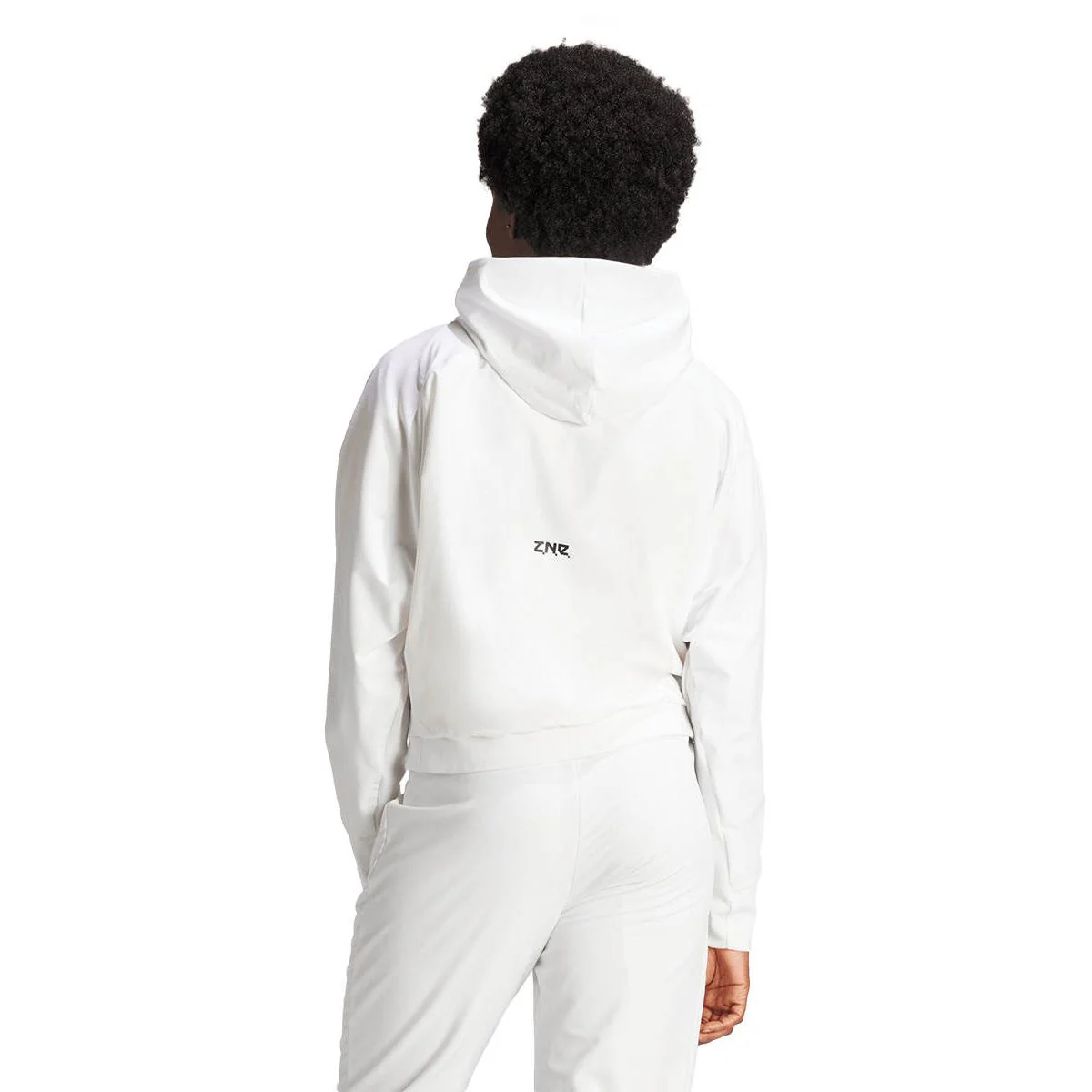 ADIDAS Z.N.E. Woven Full-Zip Women's Hoodie - White - L (ASIAN SIZE)