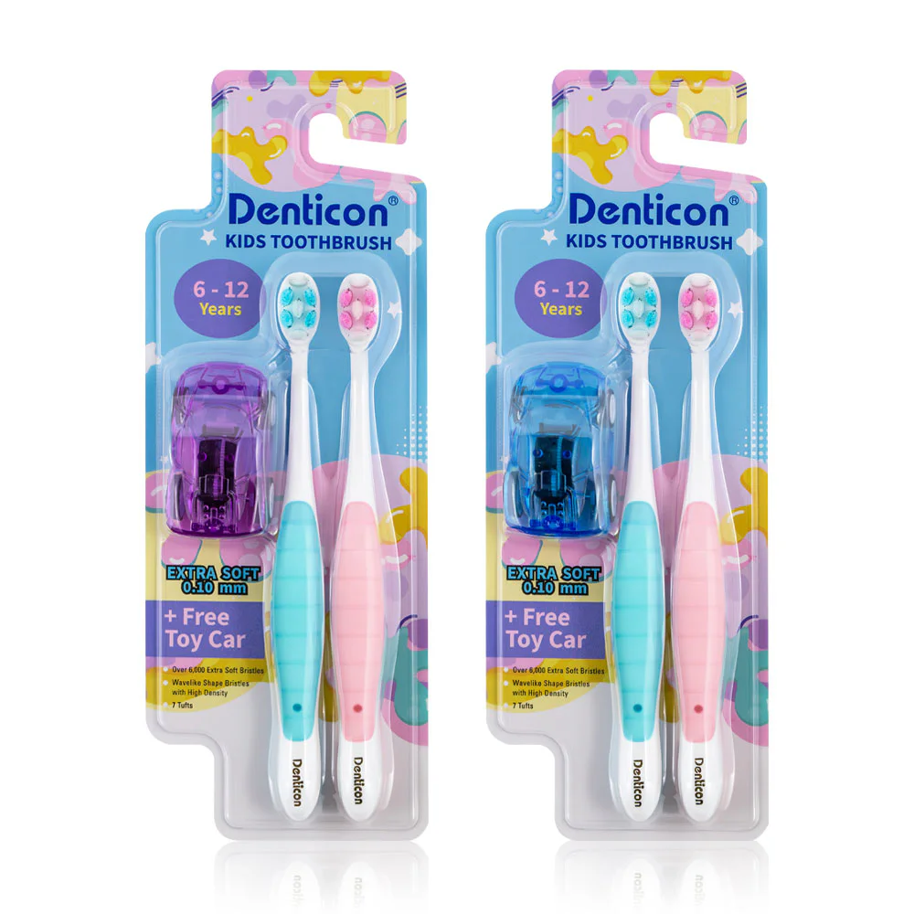 Denticon детские Toothbrush 6-12yrs 2 шт [Free! Toy Car Random Color]