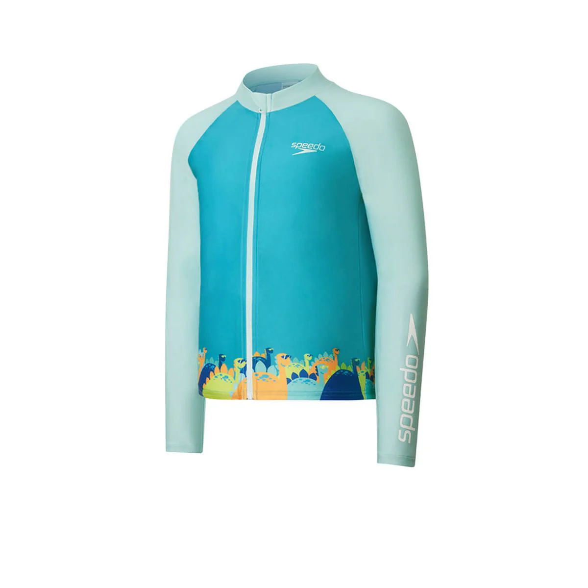 SPEEDO Zipped Long Sleeve Girls Rashguard - Blue - 11-12 YEARS