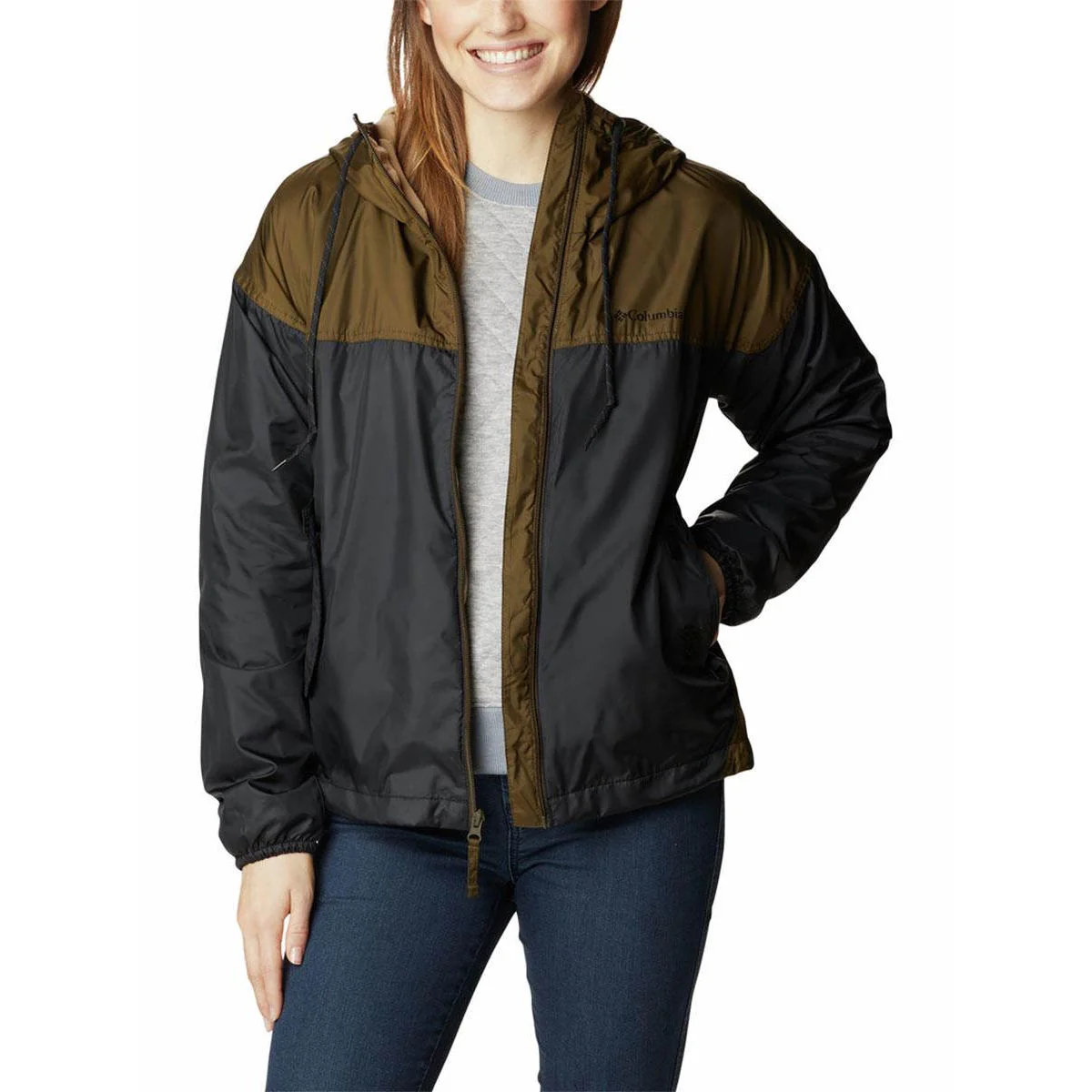 COLUMBIA Flash Challenger Fleece Lined Windbreaker Women's Hiking Jacket - Black - 2XL (US SIZE)