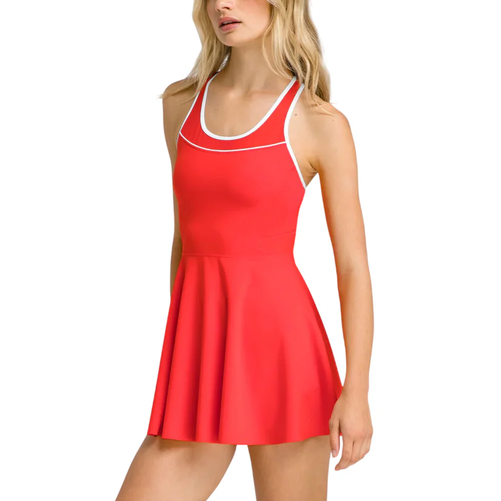 WILSON Tour Perforated Women's Tennis Dress - Red - M