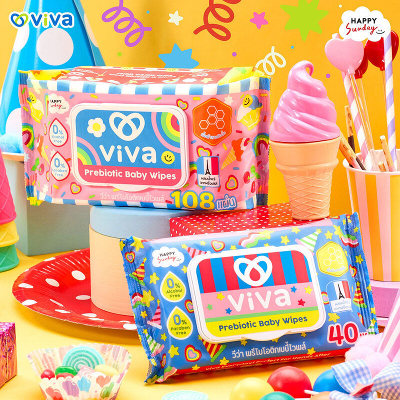 ViVa x Happy Sunday Prebiotic Baby Wipes [40 Sheets x 6pcs]