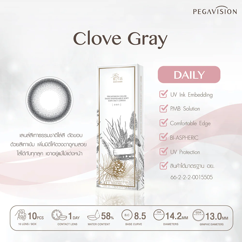 Pegavision Contact Lens Kaori Monthly Tuberose Gray [1 Pair]
