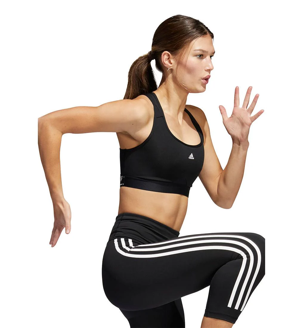 ADIDAS Powerreact Training Medium-Support Women's Sports Bra - Black - 2XS D-DD