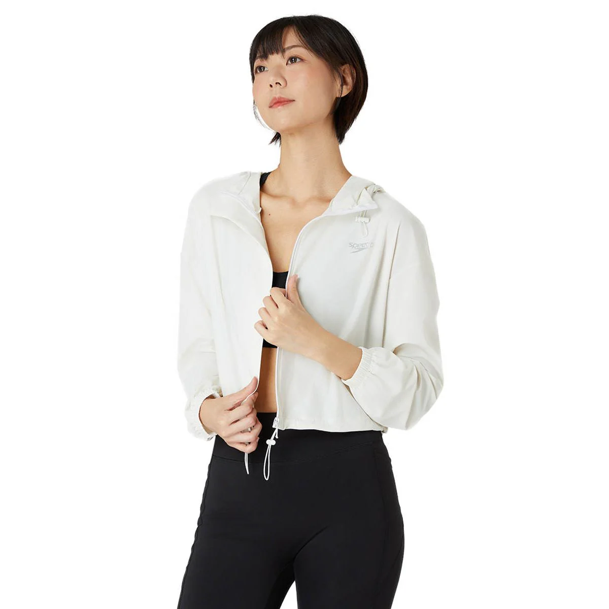Женская куртка Speedo Crop Zip Long Sleeve — цвет белый, размер 2XL (UK SIZE)