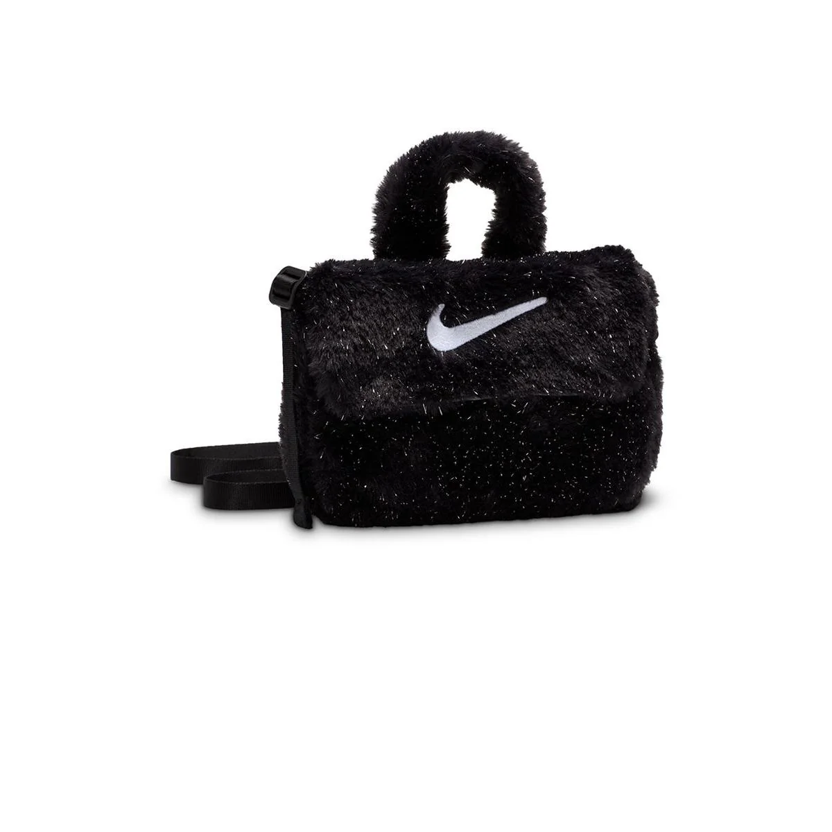 NIKE Faux Fur Girls Crossbody Bag - Black - ONE SIZE