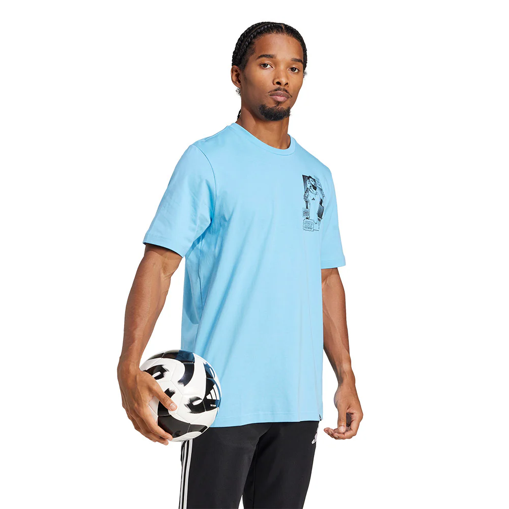 ADIDAS Messi Icon Graphic Men's Football T-Shirt - Blue - 2XL (UK SIZE)