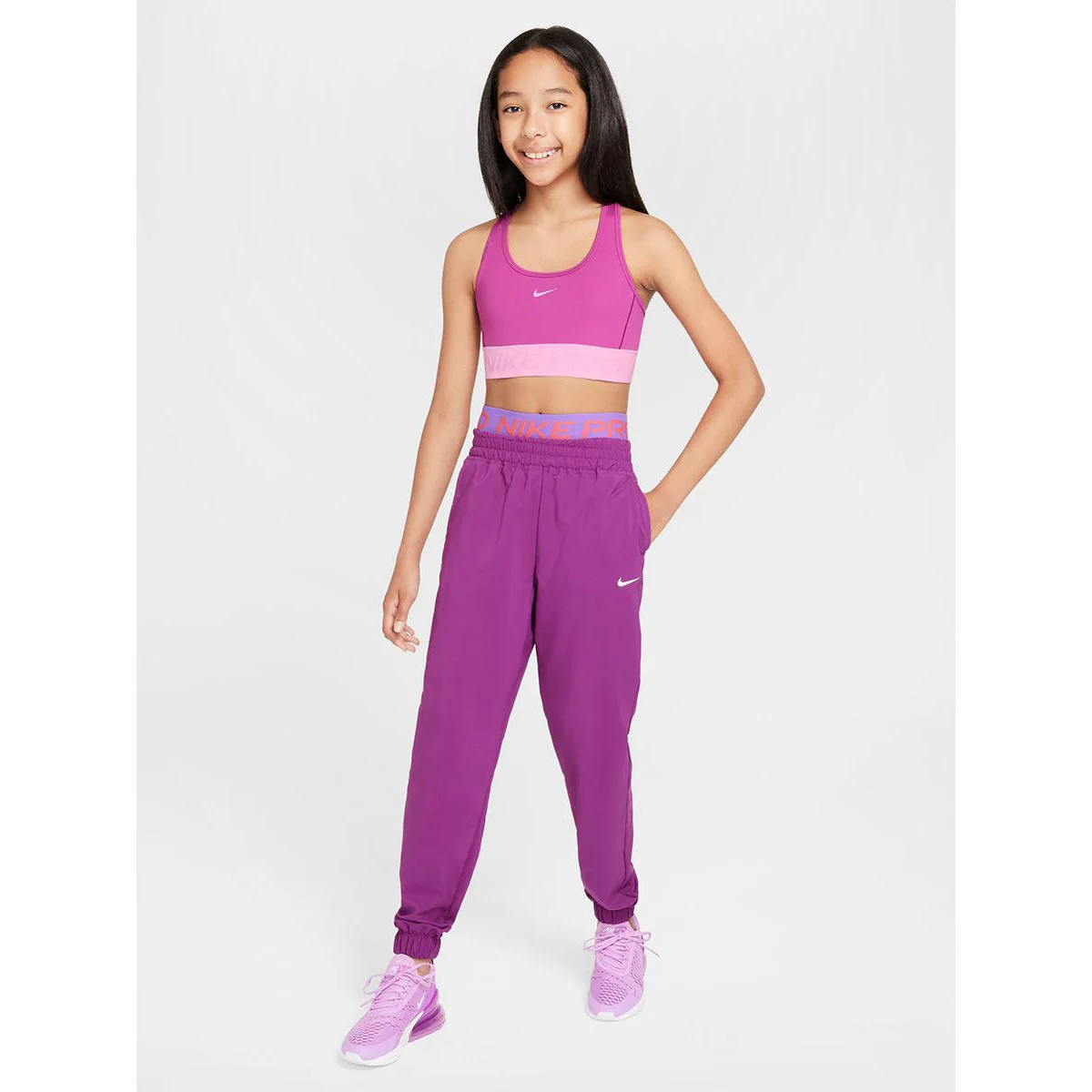 NIKE Pro Swoosh Girls Sports Bra - Purple - L (US SIZE)