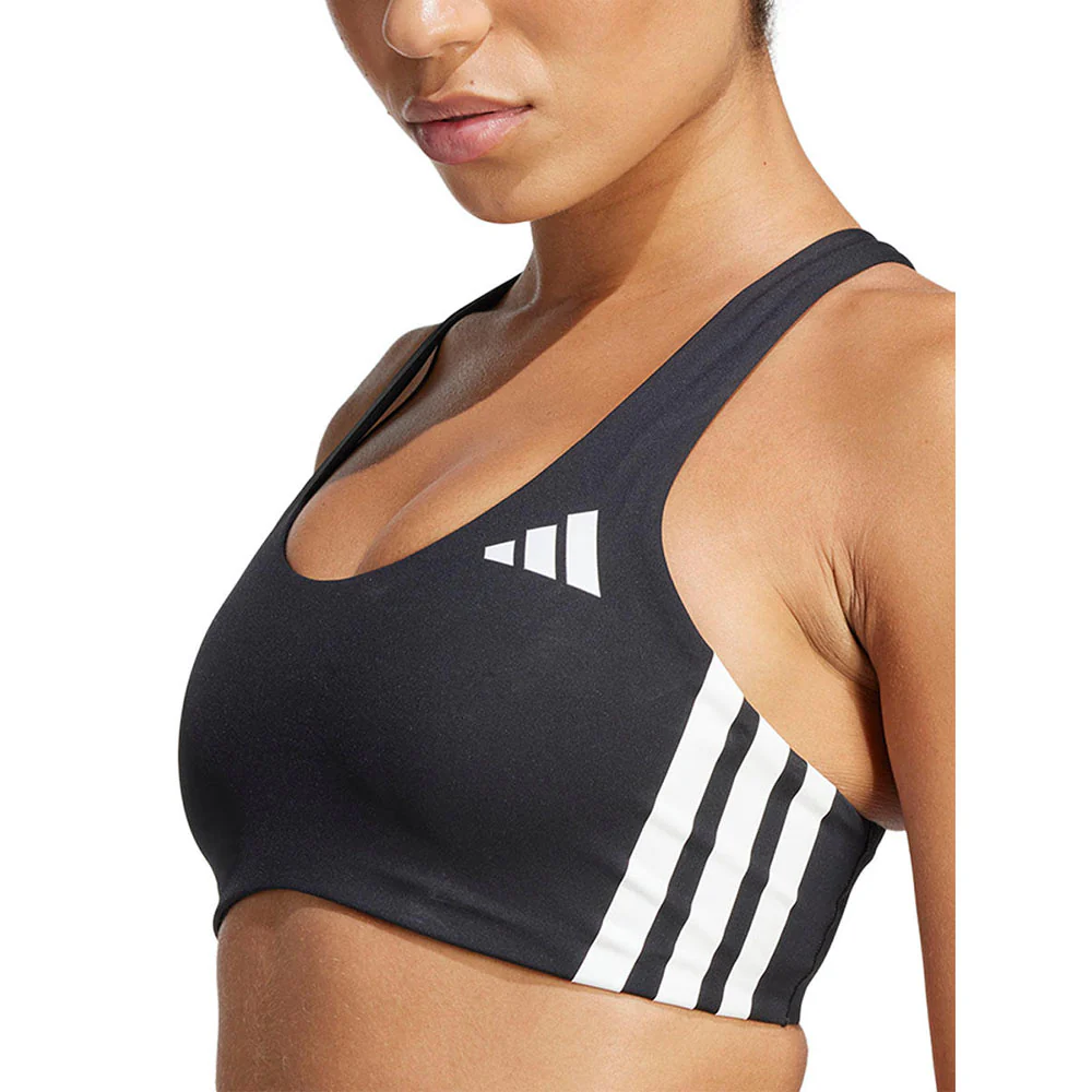 ADIDAS Powerreact Train Medium-Support 3-Stripes Women's Sports Bra - Black - 2XL AA-B