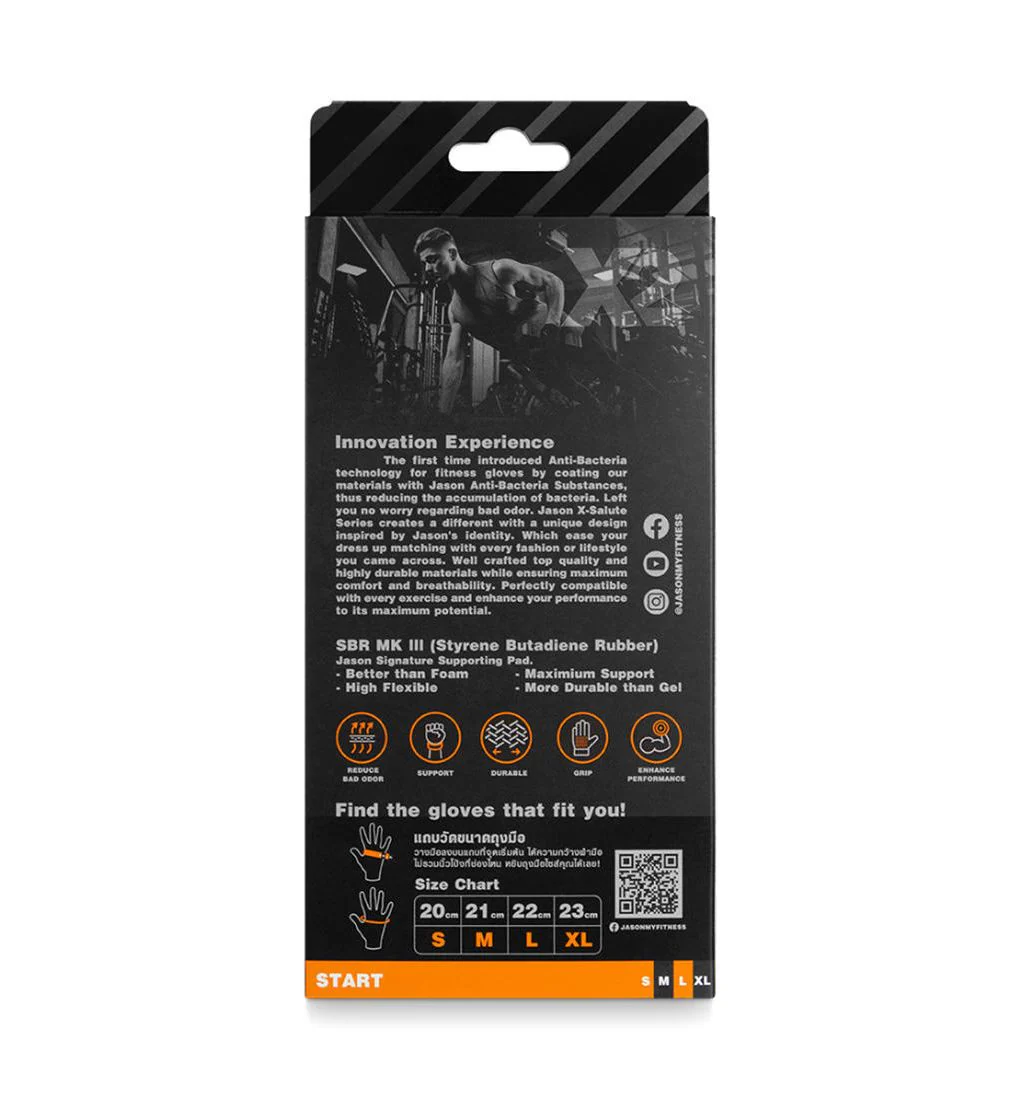 JASON X-Salute II Men's Training Gloves - Black - L (US SIZE)