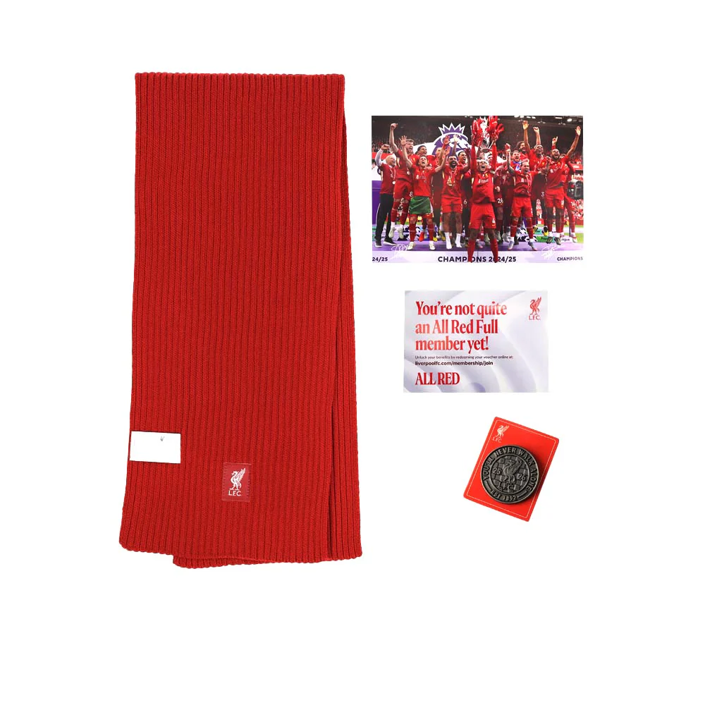 LFC Red Full Scarf & Pin Badge Membership Set - Red - ONE SIZE