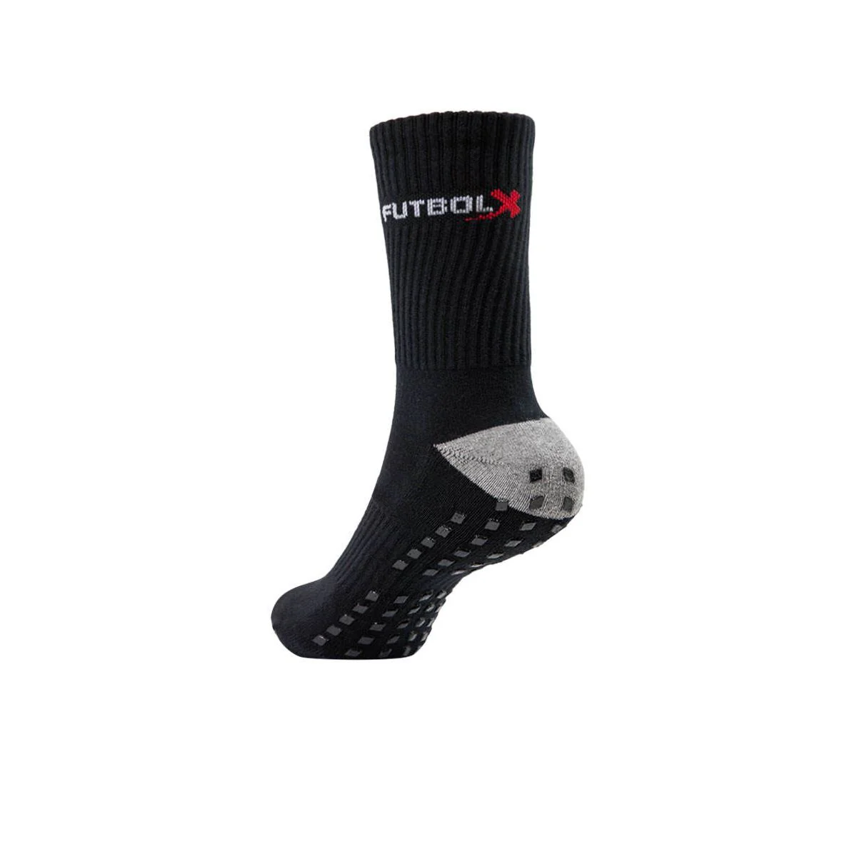 FUTBOLX Anti Slip Crew Unisex Football Socks - Black - ONE SIZE