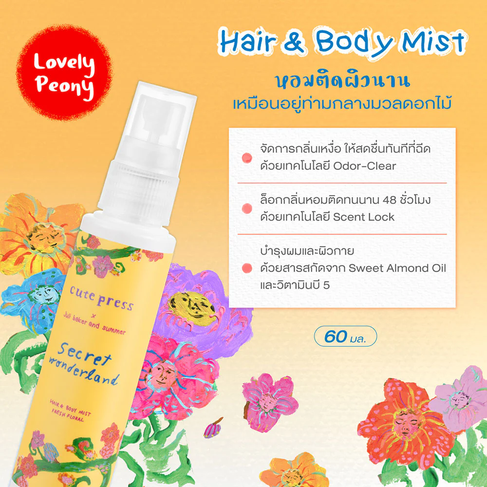 Cute Press Set 3 Item Secret Wonderland Floral Harmony Bath & Body Gift Set Lovely Peony & Fresh Floral 1 Set — Floral Harmony