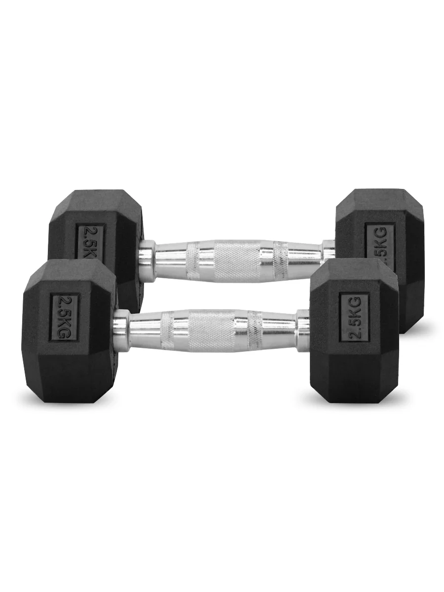 ดัมเบลหกเหลี่ยม HEX หุ้มยาง ขนาด 2.5-40KG - Black - 10 KG x 2 ชิ้น