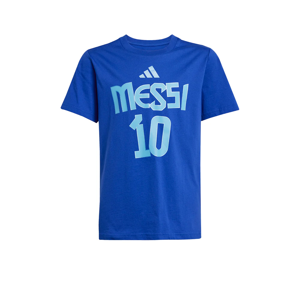 ADIDAS Messi Name and Number Graphic Kids Football T-Shirt - Blue - 128 CM