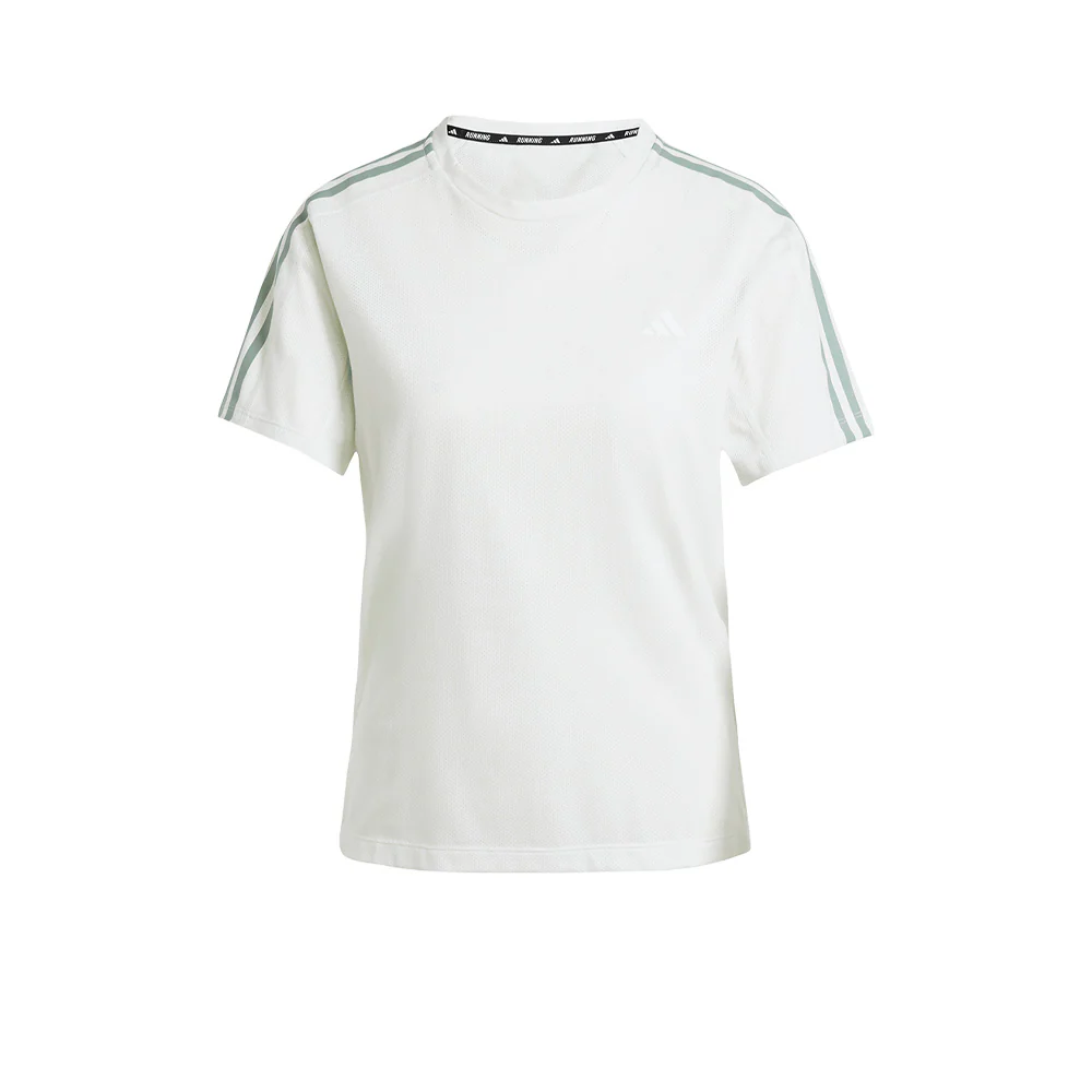 Женская беговая футболка Adidas Own the Run 3-Stripes — цвет зеленый, размер 2XL (азиатский размер)