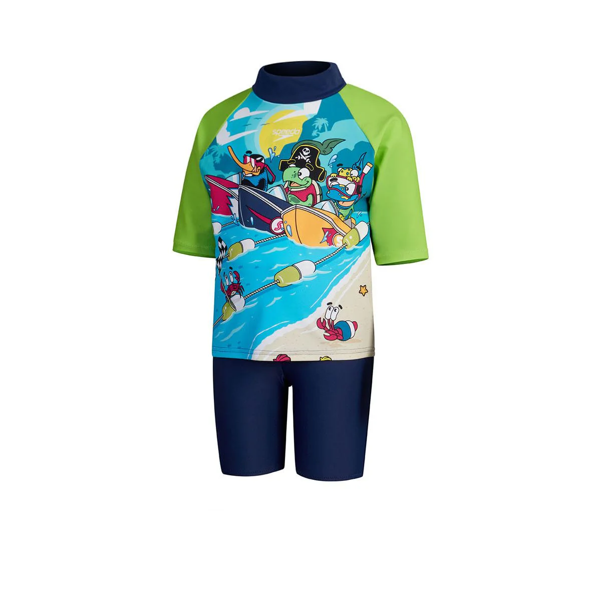 SPEEDO Rashguard and Jammer Set Girls Swimsuit - Blue - 2 YEARS