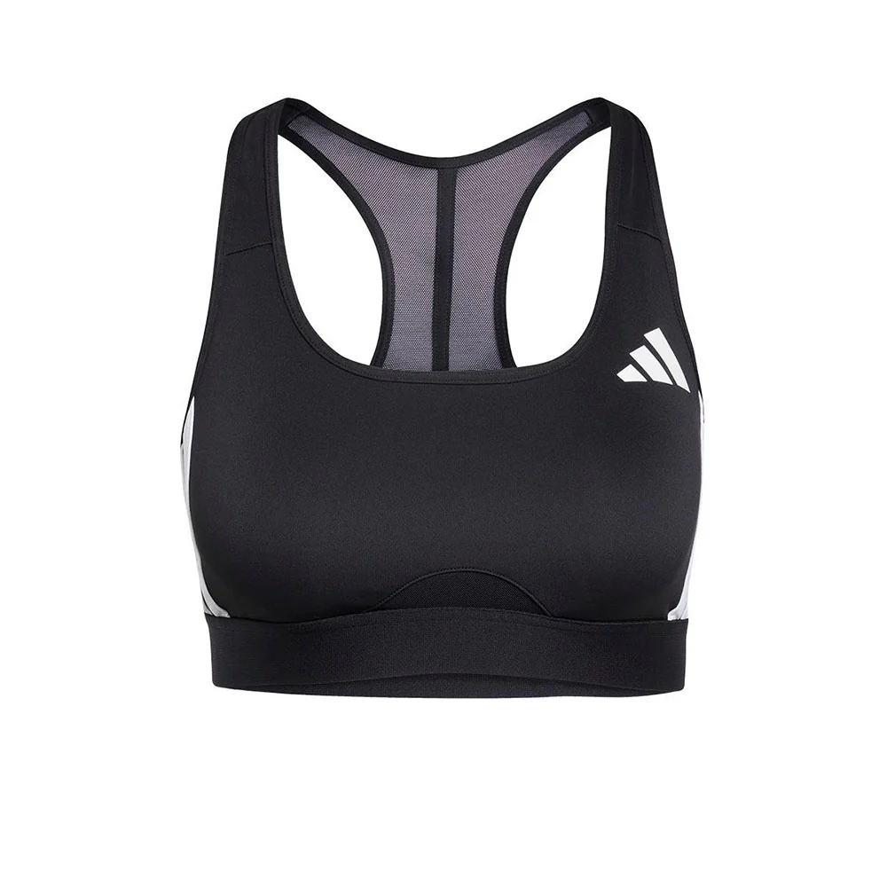 ADIDAS Powerreact Train Medium-Support 3-Stripes Women's Sports Bra - Black - 2XL AA-B