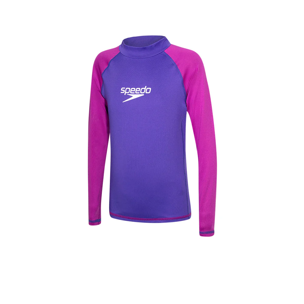 SPEEDO Essential Long Sleeve Girls Rashguard - Purple - 10 YEARS