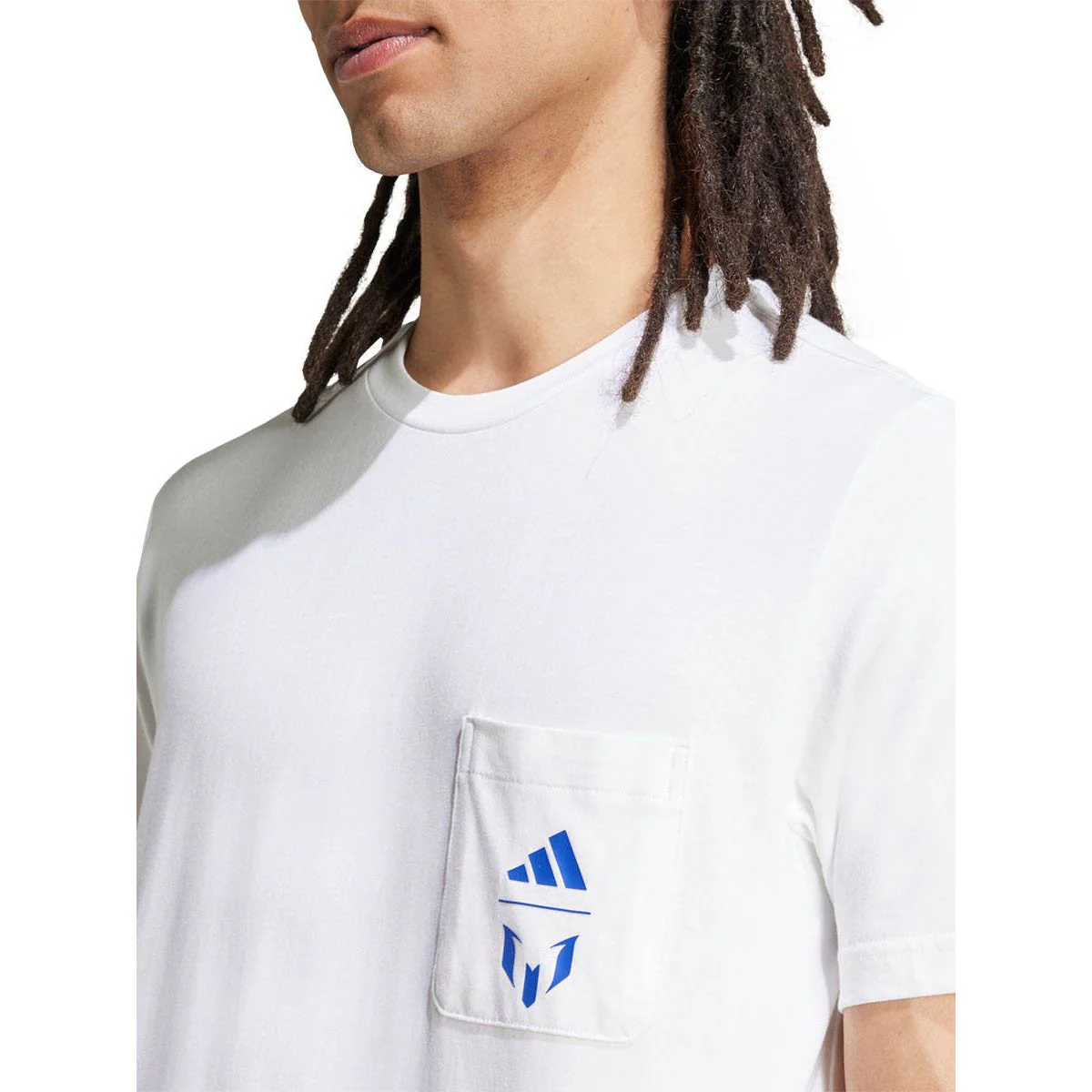 Мужская футбольная футболка Adidas Messi Graphic — цвет белый, размер L (UK SIZE)