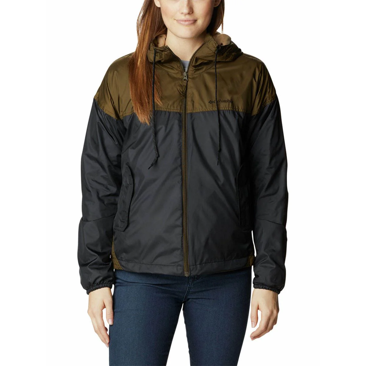 COLUMBIA Flash Challenger Fleece Lined Windbreaker Women's Hiking Jacket - Black - 2XL (US SIZE)