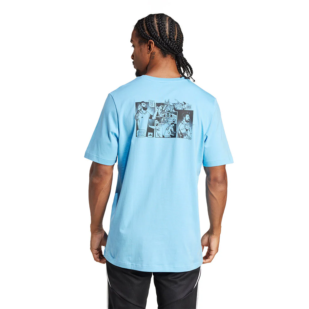 ADIDAS Messi Icon Graphic Men's Football T-Shirt - Blue - 2XL (UK SIZE)