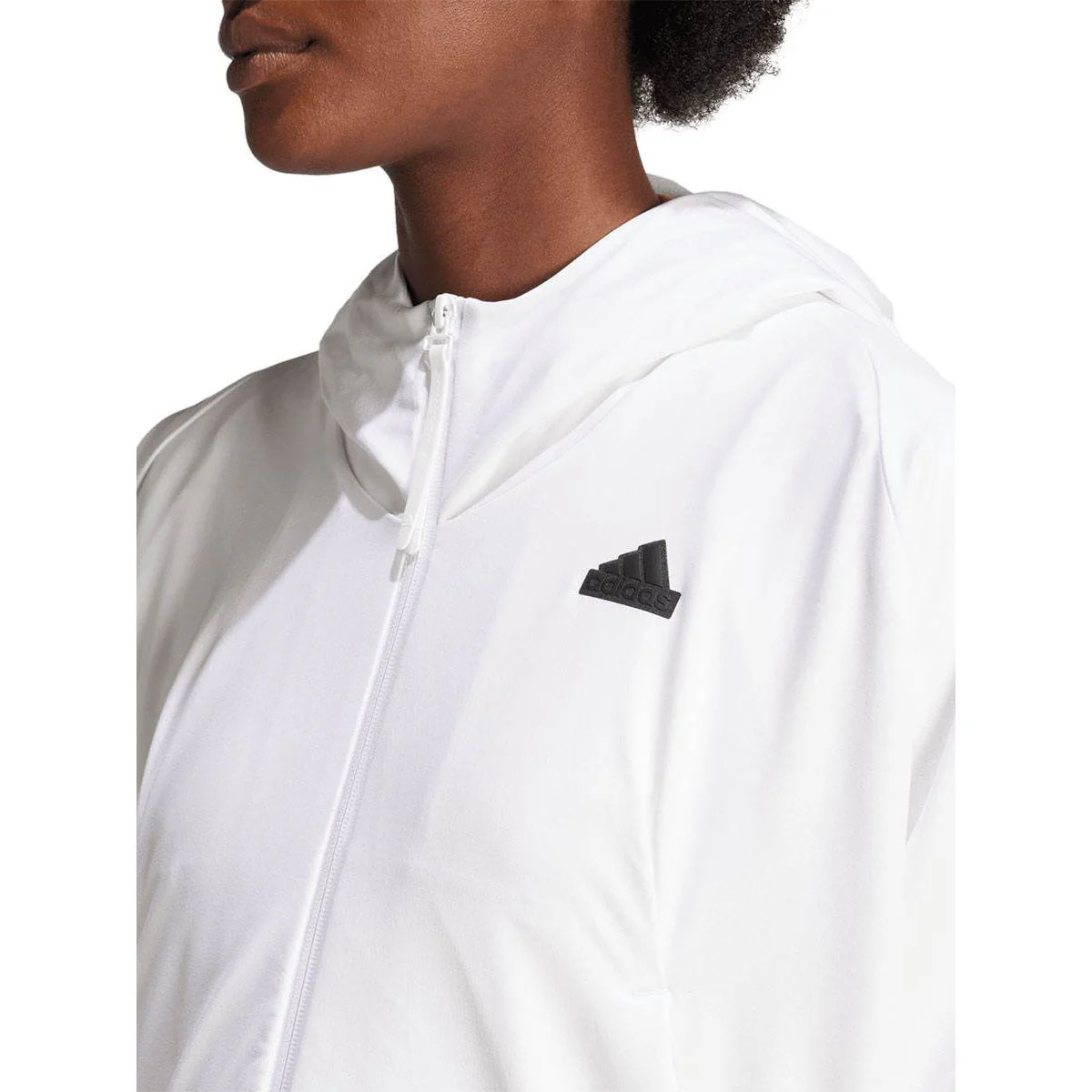 ADIDAS Z.N.E. Woven Full-Zip Women's Hoodie - White - L (ASIAN SIZE)