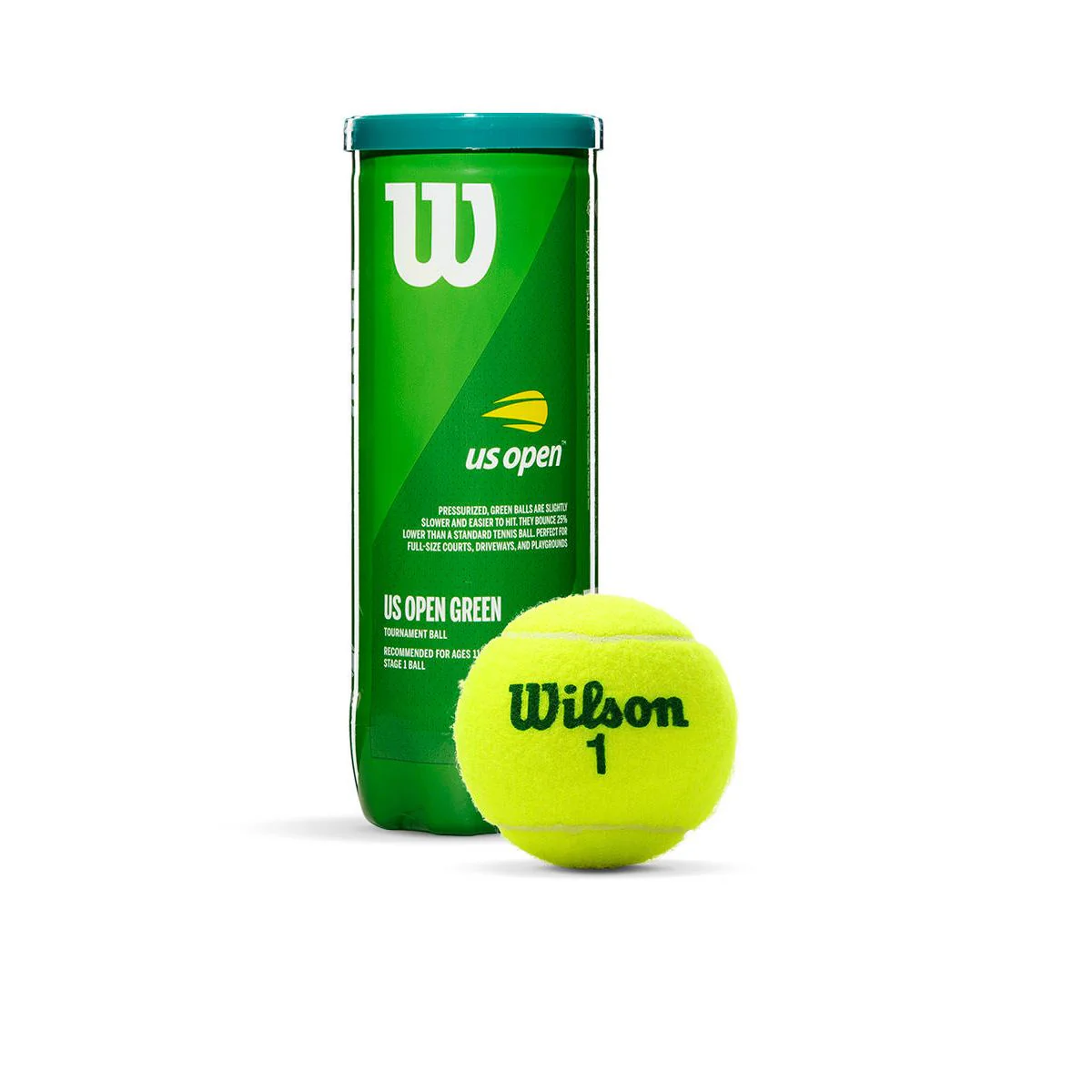 WILSON US Open Tournament Tennis Ball (3 Ball) - Green - ONE SIZE