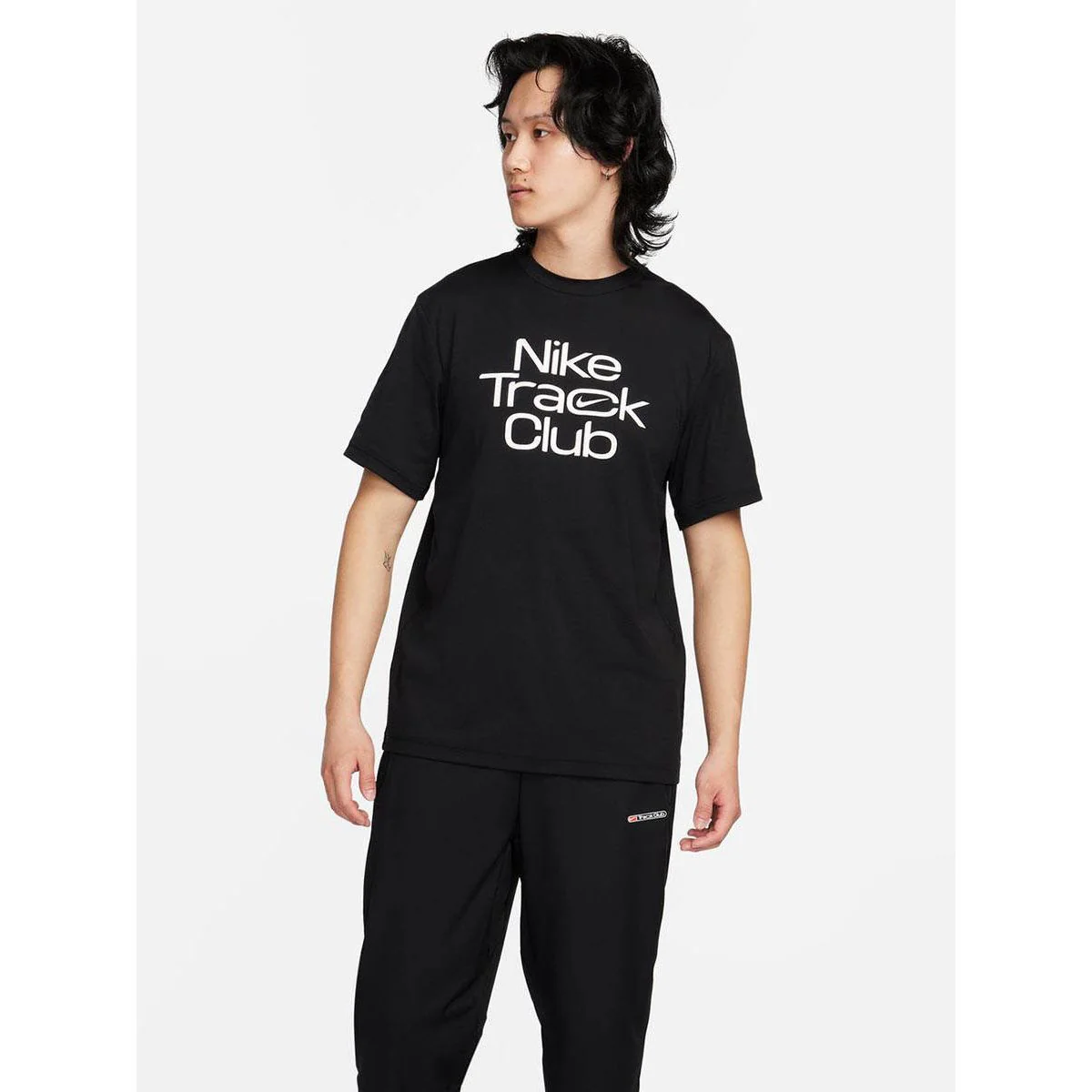 NIKE Track Club Men's Running T-Shirt - Black - L (US SIZE)