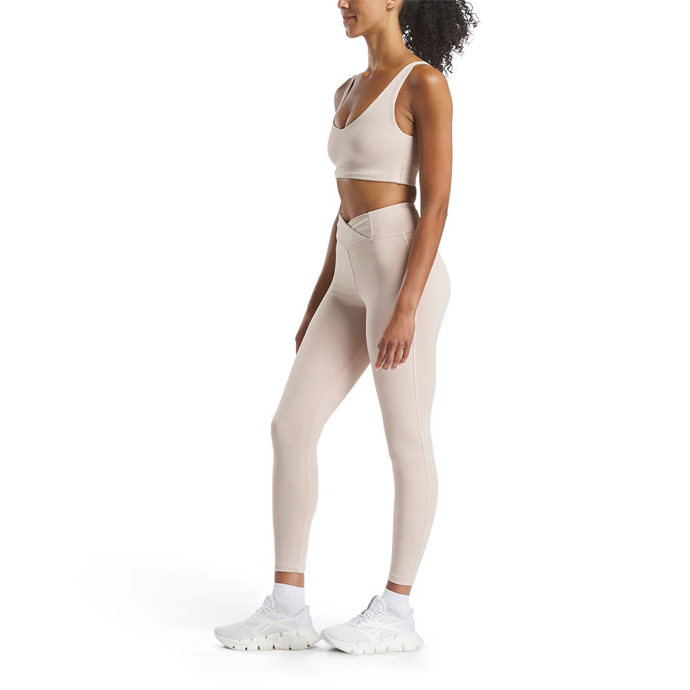 REEBOK Yoga V-Neck Women's Sports Bra - Beige - L (US SIZE)