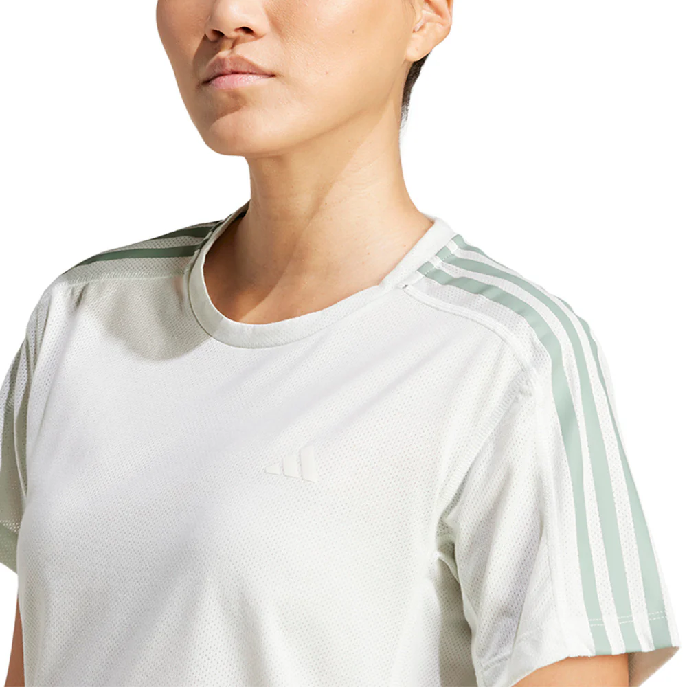Женская беговая футболка Adidas Own the Run 3-Stripes — цвет зеленый, размер 2XL (азиатский размер)