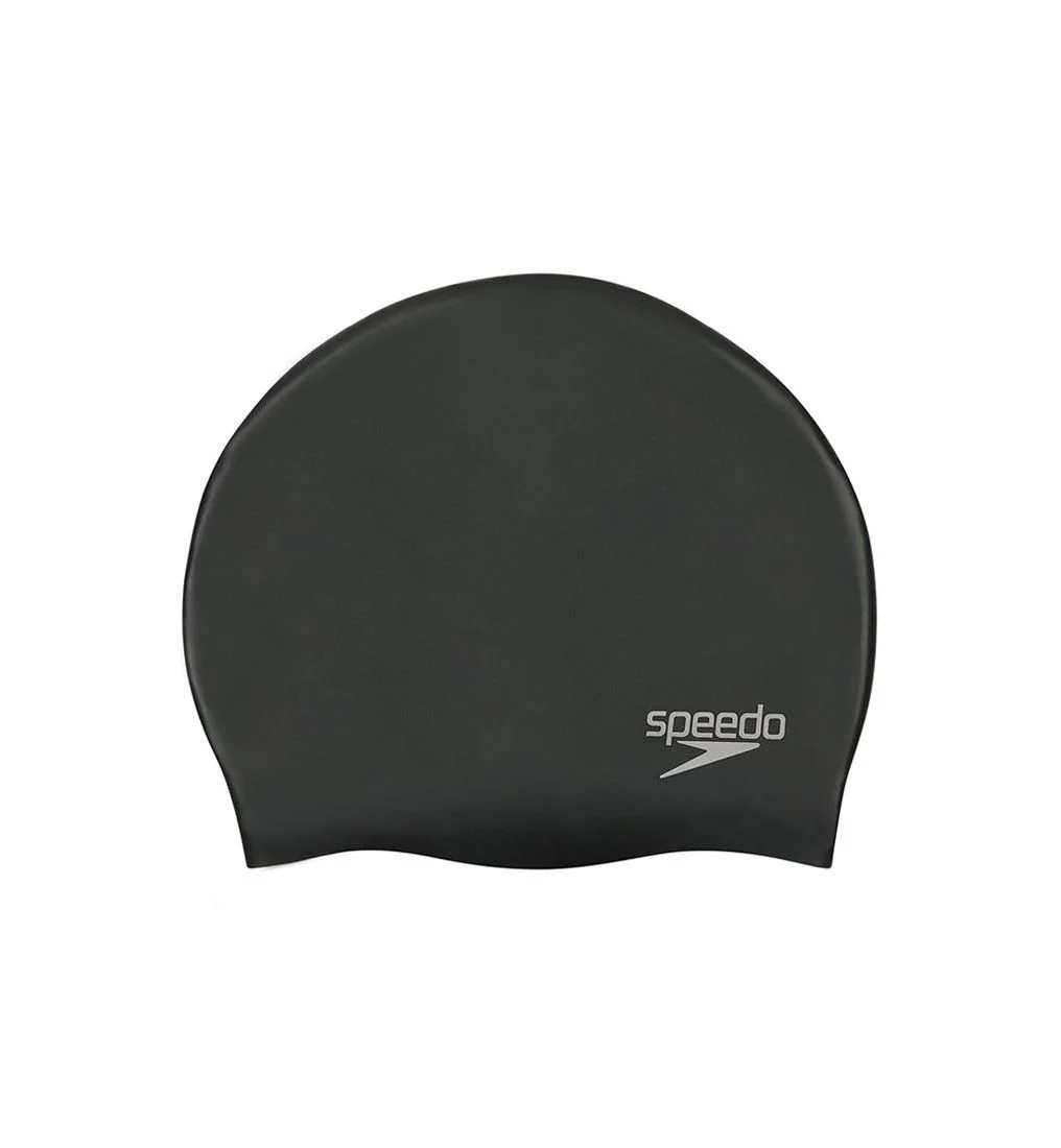 SPEEDO Plain Moulded Silicone Unisex Swimming Cap - Black - ONE SIZE
