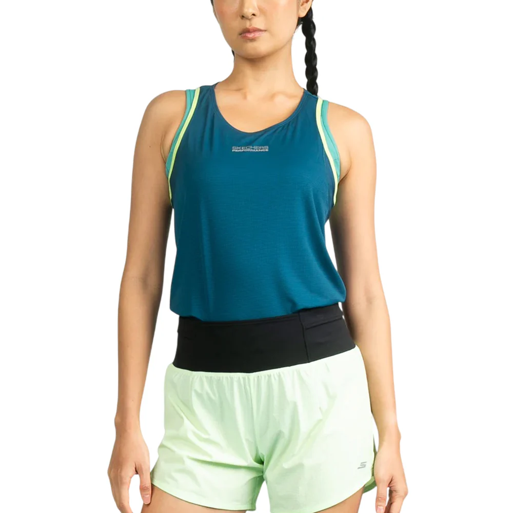 SKECHERS Running: Performance Sports Women's Running Tank - Blue - L (US SIZE)