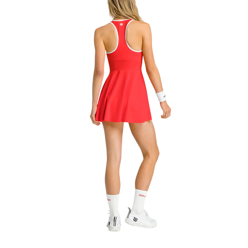 WILSON Tour Perforated Women's Tennis Dress - Red - M