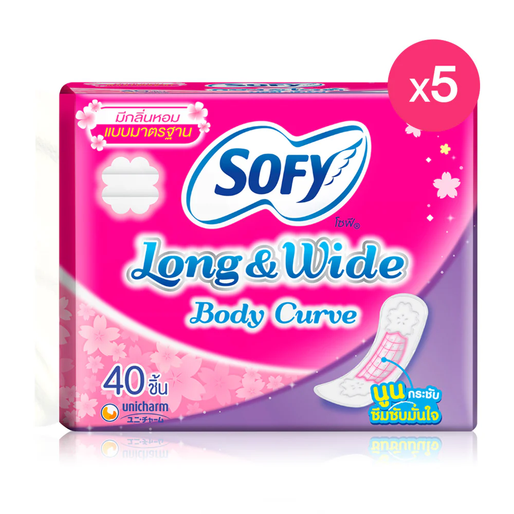 Sofy гигиенические прокладки Long & Wide Body Curve Scented [40 шт x 5 уп]
