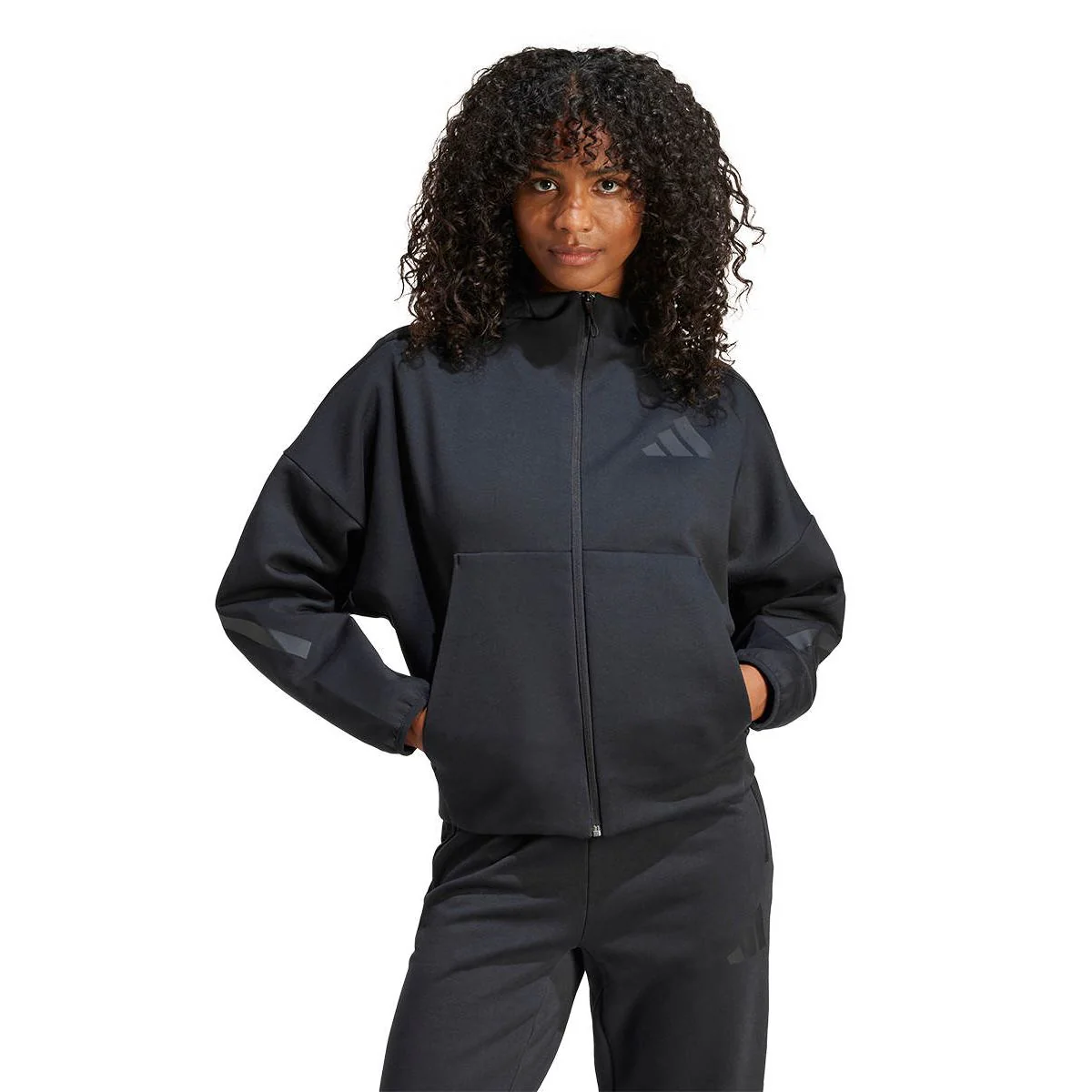 ADIDAS Z.N.E. Full-Zip Women's Hoodie - Black - L (ASIAN SIZE)