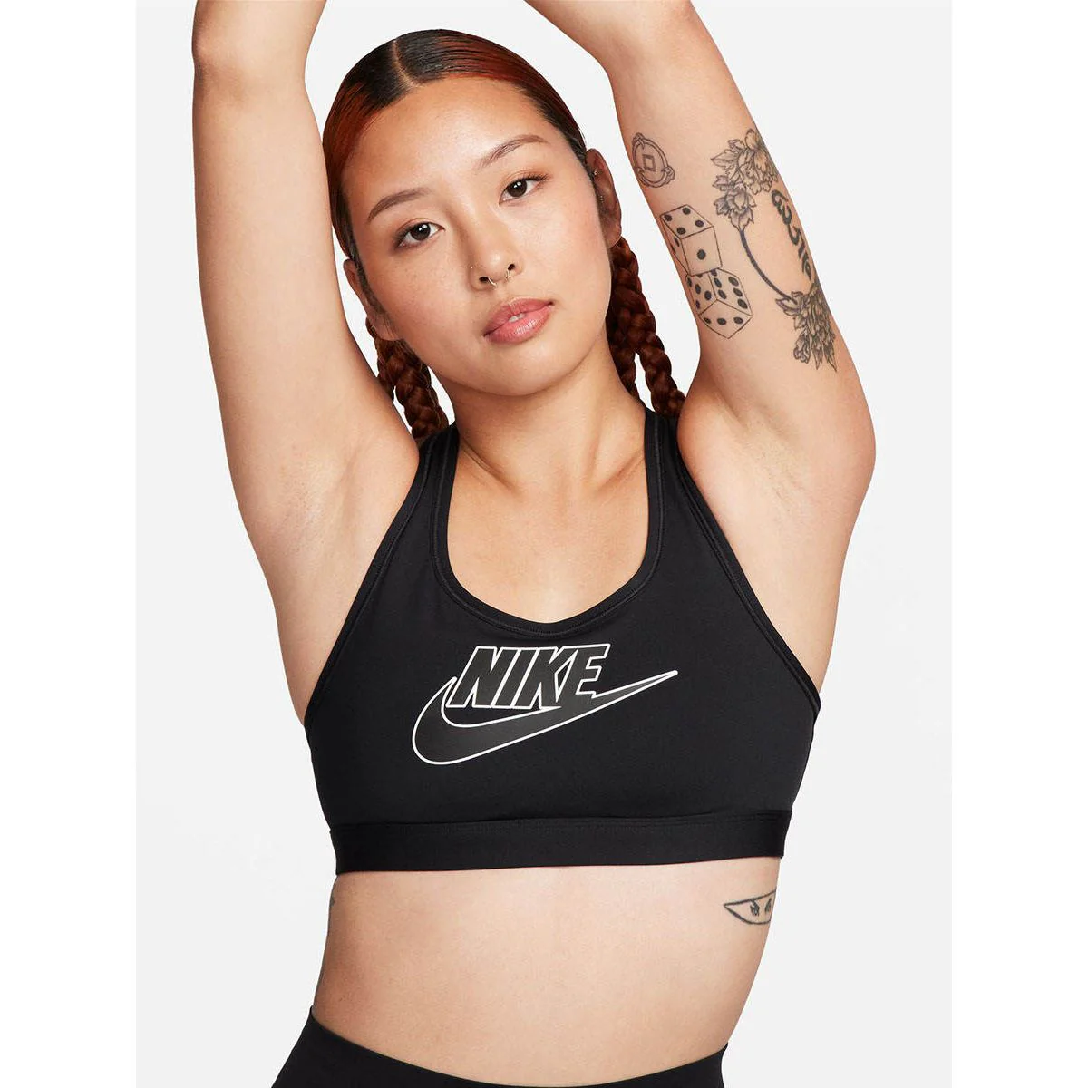 NIKE Swoosh Medium Support Women's Sports Bra - Black - L (US SIZE)