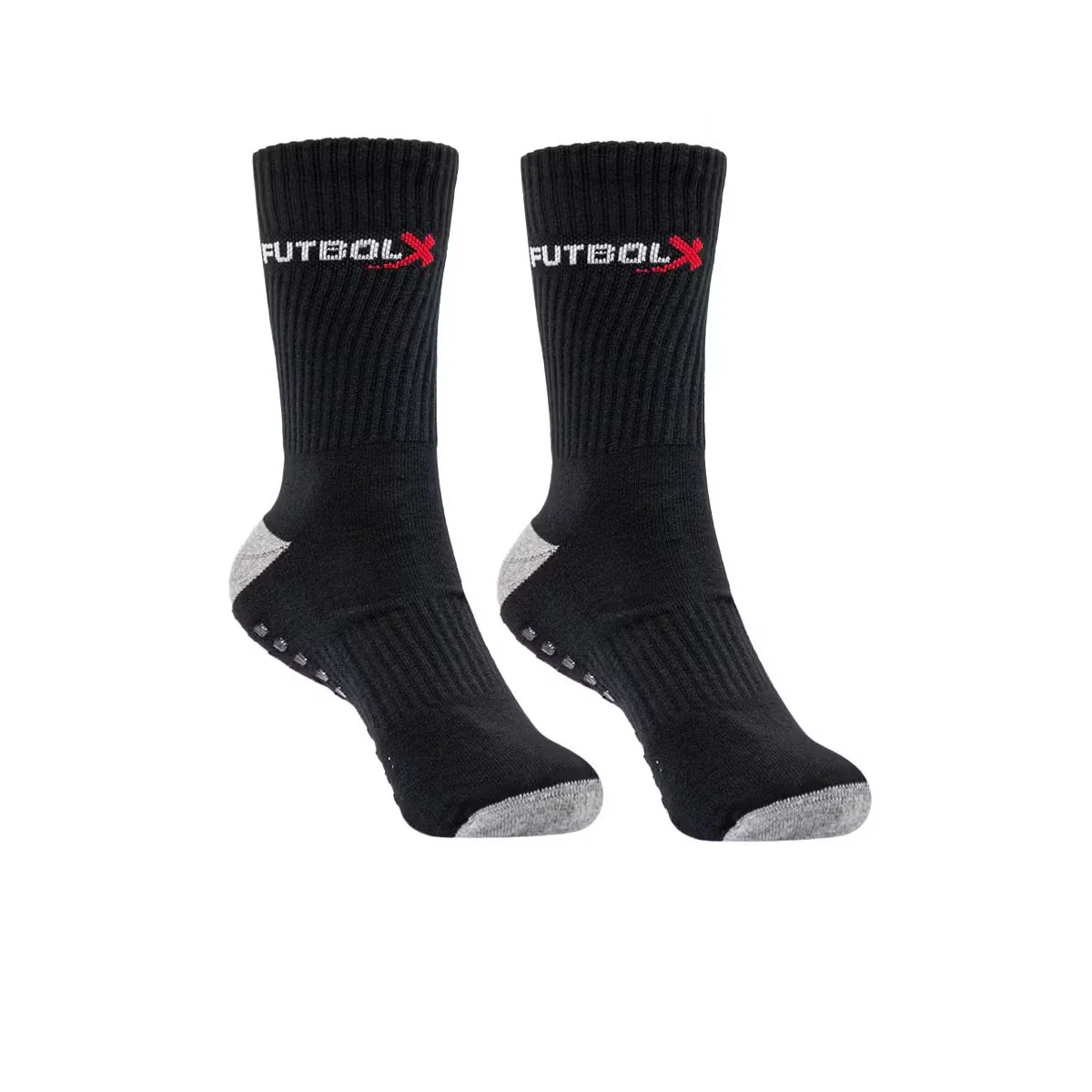 FUTBOLX Anti Slip Crew Unisex Football Socks - Black - ONE SIZE