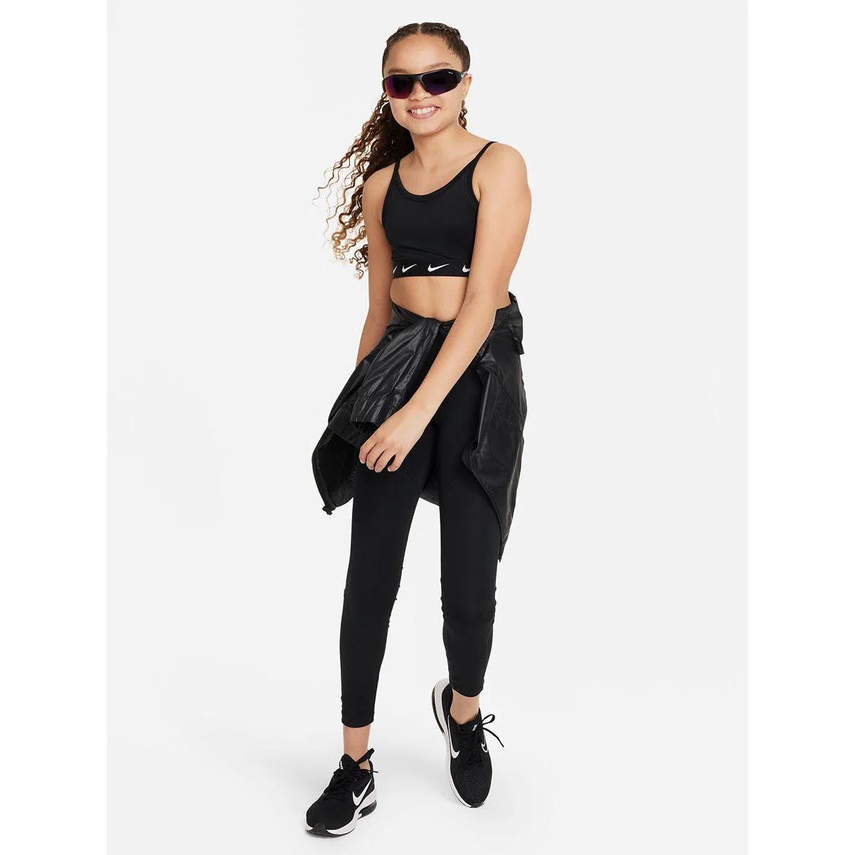 NIKE Dri-FIT One Girls Sports Bra - Black - L (US SIZE)
