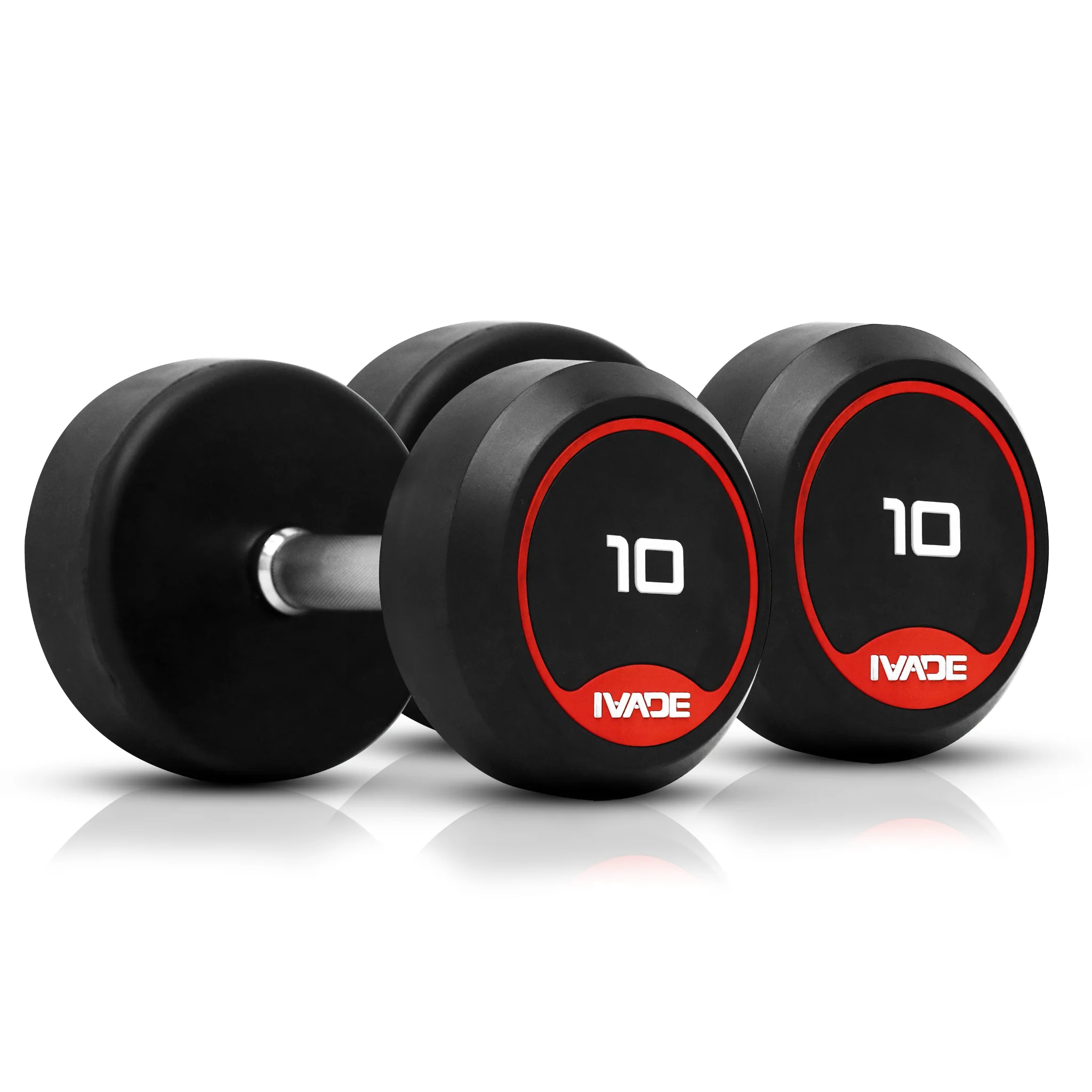 ดัมเบลกลม หุ้มยาง IVADE ขนาด 2.5-25KG x 2 ชิ้น - Black - 10 KG