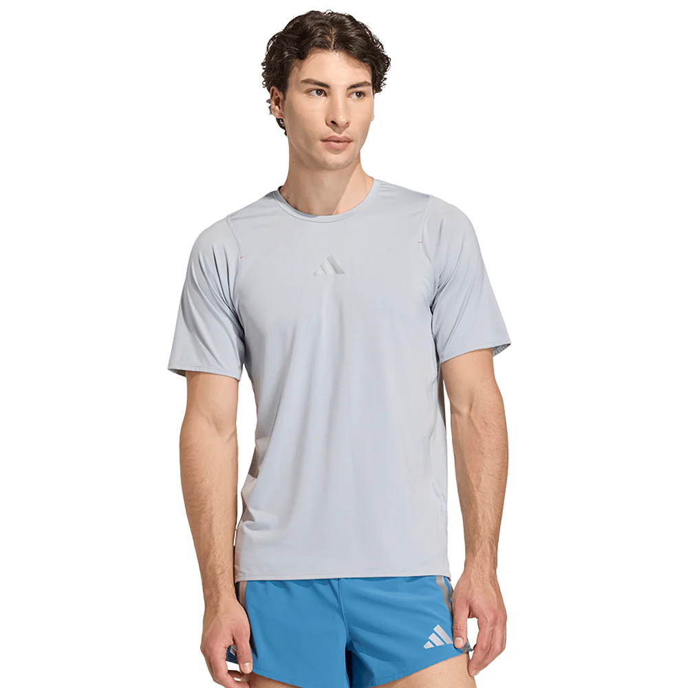 Мужская беговая футболка Adidas Adizero Ekiden — цвет серый, размер L (азиатский размер)