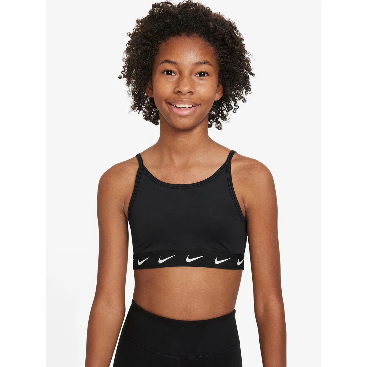 NIKE Dri-FIT One Girls Sports Bra - Black - L (US SIZE)