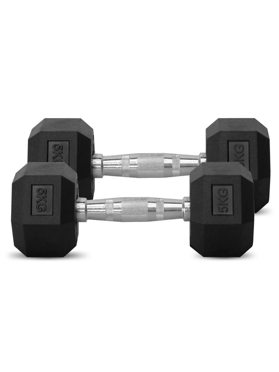 ดัมเบลหกเหลี่ยม HEX หุ้มยาง ขนาด 2.5-40KG - Black - 10 KG x 2 ชิ้น