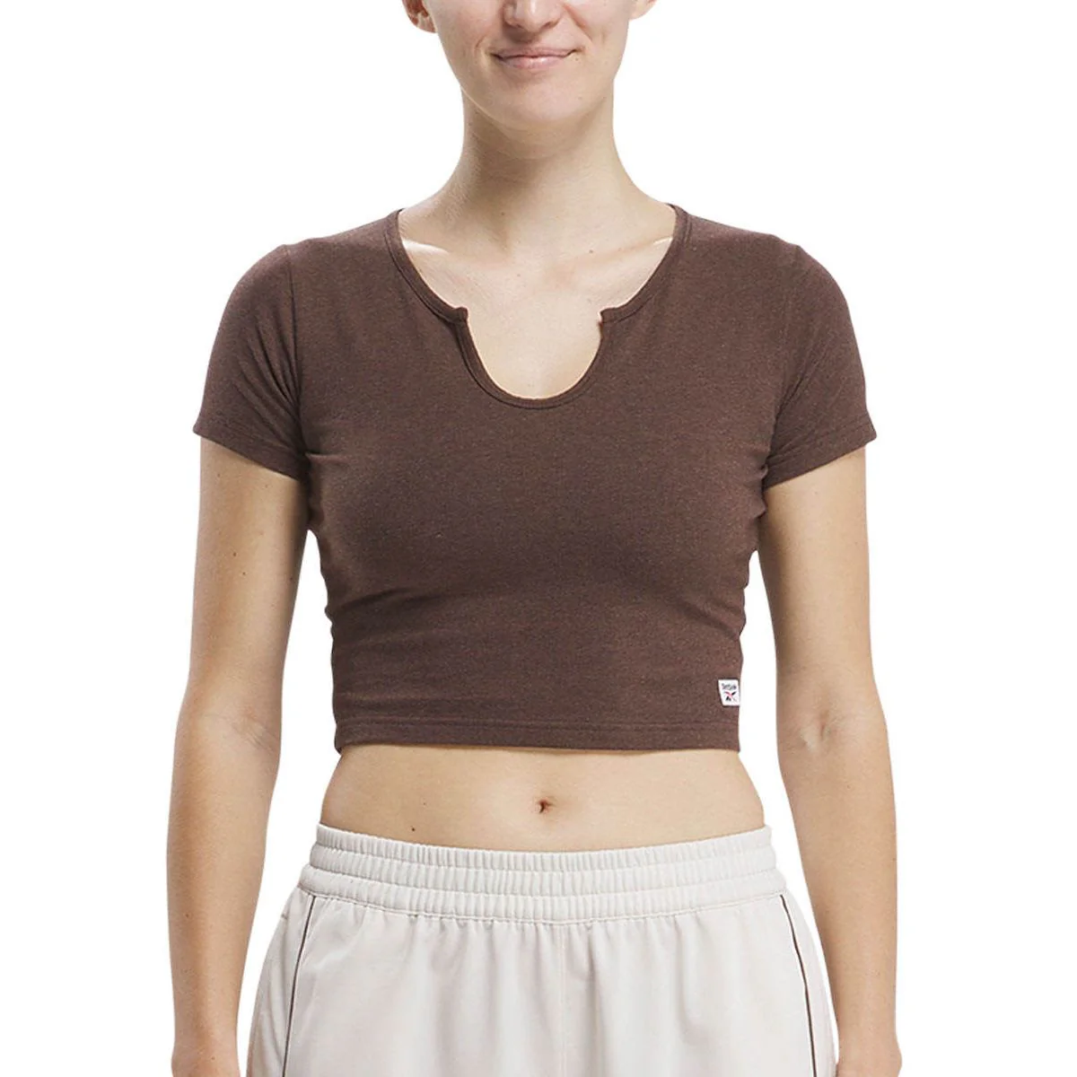 REEBOK Cl Q2 Cs Bball Melange Women's T-Shirt - Brown - L (US SIZE)