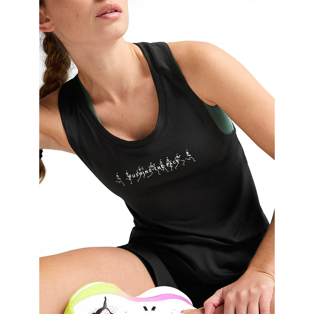 PUMA Run Graphic Mesh Singlet Women's Running Tank - Black - L (UK SIZE)