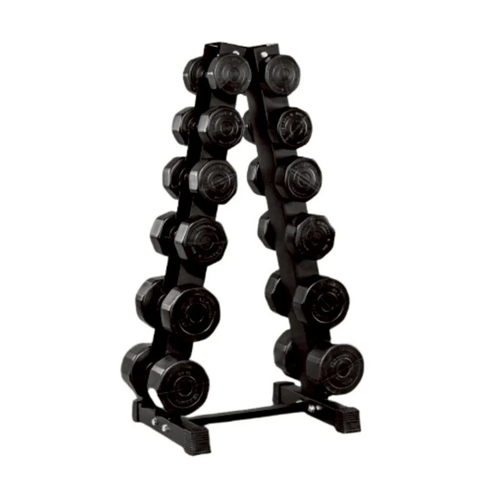 GSPORTS ชุดดัมเบลพร้อมชั้นวาง 72kg 3 4 5 6 8 10 รวม6คู่ สีดำ Dumbbell Set with 6-Pair A-Shaped Rack - Black - One Size