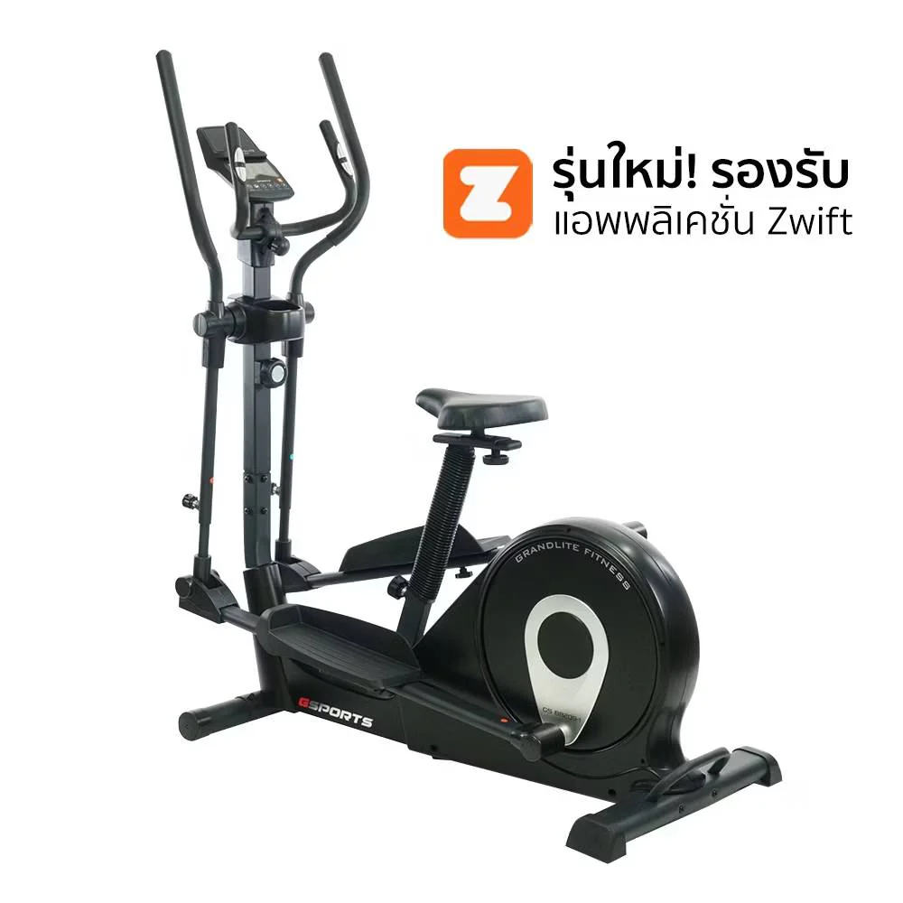 GSPORTS รุ่น GS-B8209-1 Zwift เครื่องเดินวงรีมีที่นั่ง 2-in-1 ลู่เดินกึ่งสเต็ป Elliptical Trainer - Black - One Size