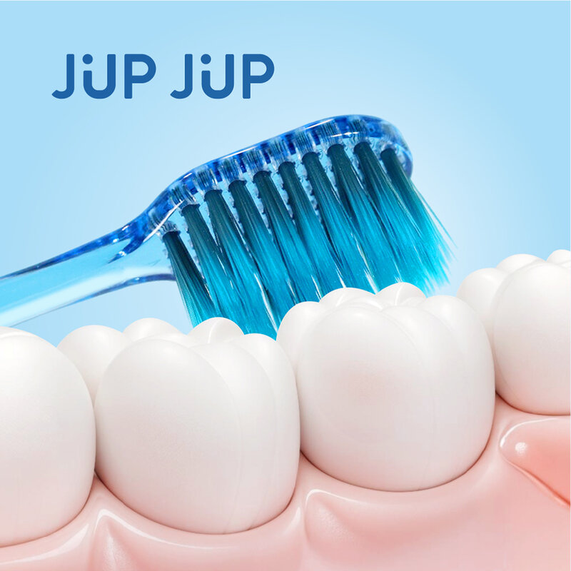 Jup Jup Wide Head Toothbrush — Blue 3pcs, 3pcs